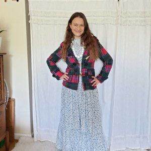 Tailor New York vintage cotton plaid toggle Jacket neon pink green blue